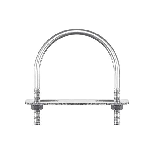 Image of uxcell Round U-Bolts, 2 Sets 92mm(3.62 inch) Inner Width 115mm Length M8 304 Stainless Steel U Clamp Bolt with Nuts Washers and Plates, for Boat Trailer
