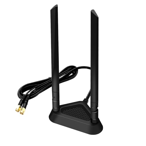 Dualband Wifi Antenne 8 dBi 2,4 GHz 5 GHz 5,8 GHz RPSMAAdapter WLAN Antenne SMA-Stecker Antennemit Magnetfuß Innenantenne Kompatibel mit WLAN-Überwachungskamerakarte WLAN PCI Wireless Router Bluetooth