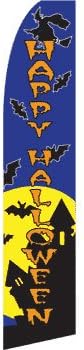 NEOPlex Happy Halloween with Witch and Bats Graphics Swooper Flag