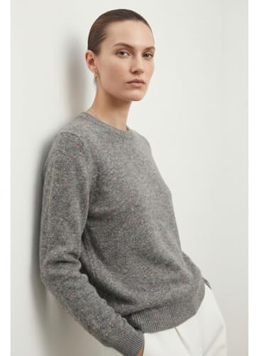 Image of JENNIE LIU Women's 100% Pure Cashmere Crew Neck Sweater, Tight Knit Cozy Soft Hand Washable Long Sleeve Pullover