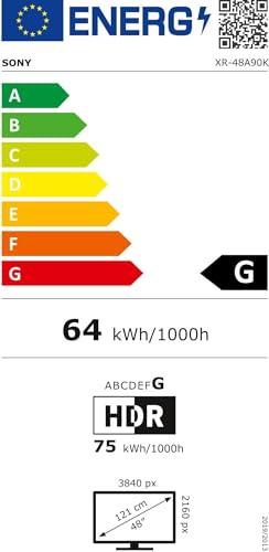 Sony BRAVIA XR, XR-48A90K, 48 Zoll Fernseher, OLED, 4K HDR 120Hz, Google , Smart TV, Works with Alexa, mit exklusiven PS5-Features, HDMI 2.1, Gaming-Menü mit ALLM + VRR, 24 + 12M Garantie