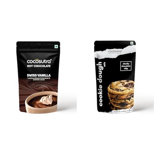 Image of Cocosutra Bake Pack | Swiss Vanilla Drinking Chocolate mix, 100g & Chunky Chocolate Chip Cookie Dough Mix, 220g | made with natural ingredients