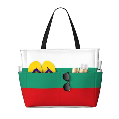 Bulgarian Flag Large Capacity Foldable Tote Bag Women Beach Tote Bag Handbag Gym Bag Travel Shopping Bag