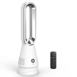 Neqraxis Ventilateur Sans Pale 2026 8 Vitesses Ultra Silencieuses et 2 Modes, Ventilateur Colonne avec Télécommande, Oscillation 90° + 30°, Minuterie 9H, Écran LED, pour Salon, Chambre & Bureau