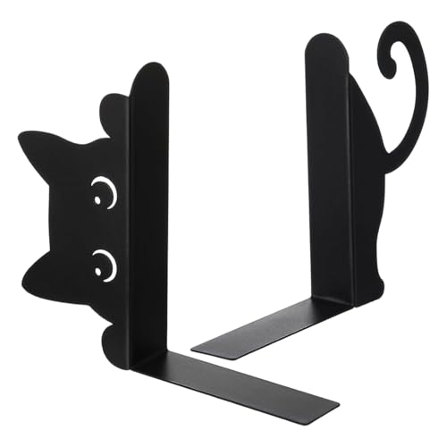 Ahuuen Sujetalibros Lindos,2 Piezas Metal Negro Bonito para Sujetar Libros - Sujetalibros Decorativos | para Escritorio Niños Mujeres Oficina Hogar Dormitorio Sala Estantería