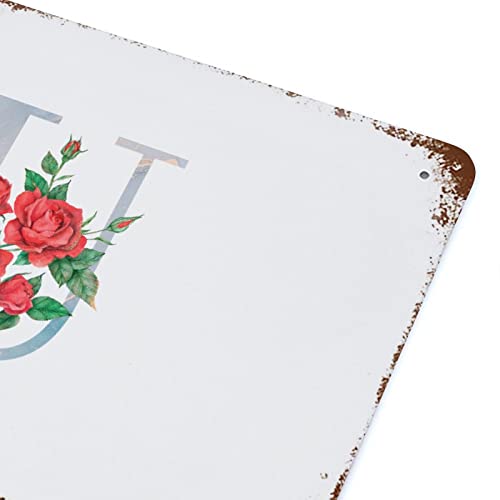 Plaque en métal avec monogramme floral de haute qualité pour décoration murale rétro