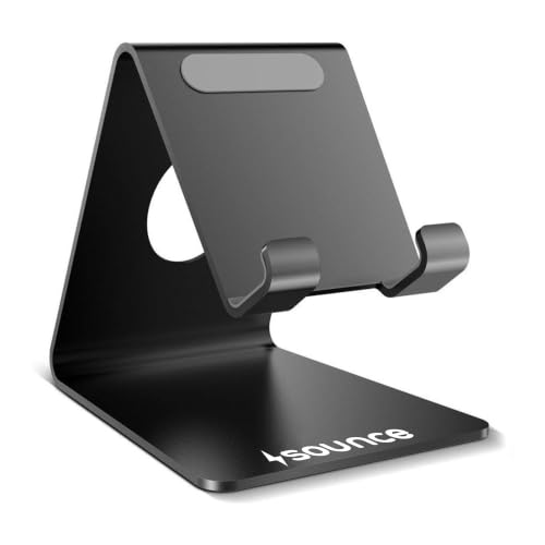 Image of Sounce Universal Mobile Holder Stand | Metal Body, Anti-Skid Design | Stand for Smartphones, Tablets, iPad, Kindle | Lightweight, Rust-Proof, Scratch-Resistant | Black