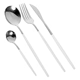 LOLIPPYY Besteckset Teilig mit Steakmesser Löffel Dessertbesteck Rostfrei Vielseitig für Alltag Picknick Hochzeit und Steakpartys Komfortabel und Elegant