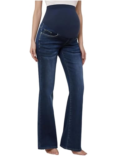 YEAHDOR Jeans Premaman Morbidi a Gamba Larga Donna Flare Jeans