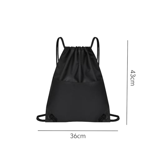 1Pc Black Drawstring Bag Waterproof Oxford String Backpack Foldable Cinch Bag for Travel, Swimming, Fitness, Cycling2