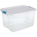Storage Box With Latch Lid, Clear, 64-Qt.