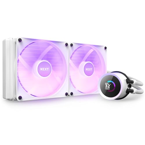 Image of NZXT Kraken 280 RGB - RL-KR280-W1-280mm AIO CPU Liquid Cooler - Customizable 1.54 inch Square LCD Display for Images, Performance Metrics and More - 2 x F140 RGB Core Fans - White