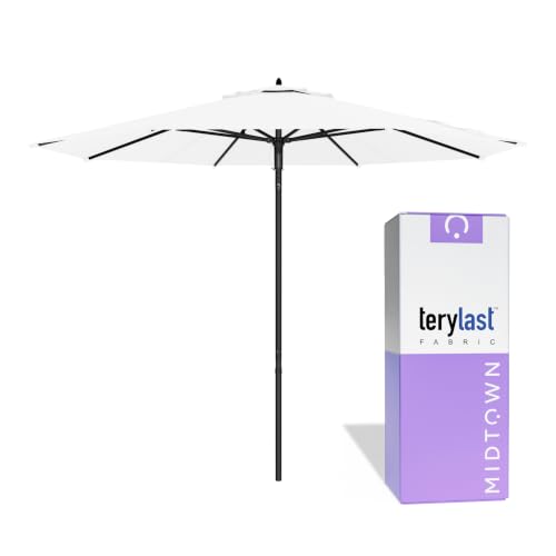 Image of Midtown Umbrellas Push and Pop - 8 Ft Patio Umbrella, Ivory Canopy
