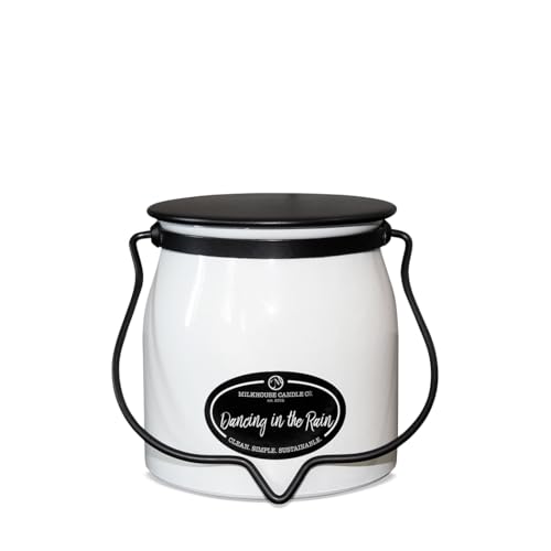 Milkhouse Candle Company Dancing in The Rain Soy Candle - Orange Blossom | Summer Orchid | Wind-Swept Grass Scented - 16 oz Butter Jar with Lid 65+ Hour Burn Time Made in the USA