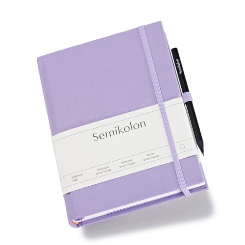 Semikolon 370078 Reisetagebuch Grand Voyage - 14 x 19,2 cm 304 Seiten - 2 Lesezeichen Weltkarte - lilac silk lila