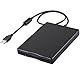 Tragbar Externes USB Diskettenlaufwerk FDD 1,44MB 3.5 Zoll, PC und MAC USB Floppylaufwerk, Extern Entfernbar Disketten Laufwerk Kartenleser Computerzubehör, Windows 11 fähig, Plug and Play Schwarz