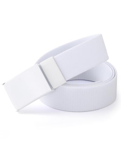Image of Mile High Life Stretch Canvas Belt for Men, Golf Casual Elastic Web Belt, Top Military Buckle, Adjustable Cut to Fit