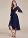 Ever-Pretty Women's Chiffon V Neck Long Sleeves Pleated A-Line Midi Length Wedding Guest Dress Navy Blue US16