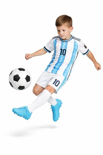 Image of Sports Soccer Argen Messii 10 Football Jersey with Black Shorts 2024(Kid's, Boy's& Men)