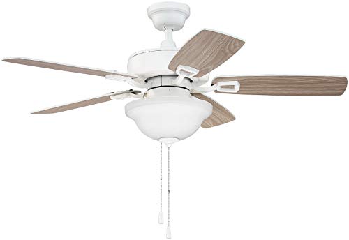 Craftmade Ceiling Fan With Led Light Tce42W5C1 Twist N Click 42 Inch For Bedroom, White #TOP3