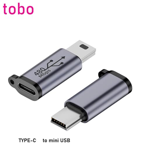 Image of Tobo USB C to Mini USB Adapter, Type C Female to Mini USB 2.0 Male Convert Connector Support Charge & Data Sync Compatible GoPro Hero 3+, MP3 Players, Dash Cam, Digital Camera,etc-TD-1174TC