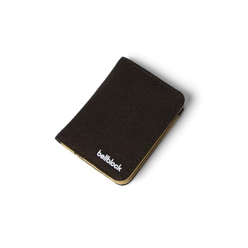Image of Bellblock Canvas Card Holder for Men /Women | Slim Handcrafted Mens Card Wallet | Upto 7 Cards & Folded Cash | Cotton Canvas | Mocha Black (Pack of 1)