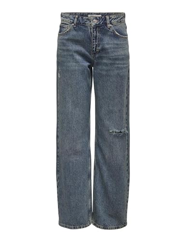 ONLY Damen Onlcobain Reg Wide Tint DNM Dot Jeans, Dark Blue Denim/Detail:Tinted, 31W x 32L