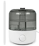 AUAAQ Reptile Fogger Humidifier Mister for Reptile Tank, 2.5L Top-Fill Terrarium Humidifier with Hose for Snakes, Tortoises, Chameleons and Ball Python, White Hose, White Base, Translucent Black Tank