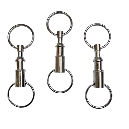 Chaveiro 2 Argolas Destacável de liberação Rápida Cromado, Kit c/ 3 Peças