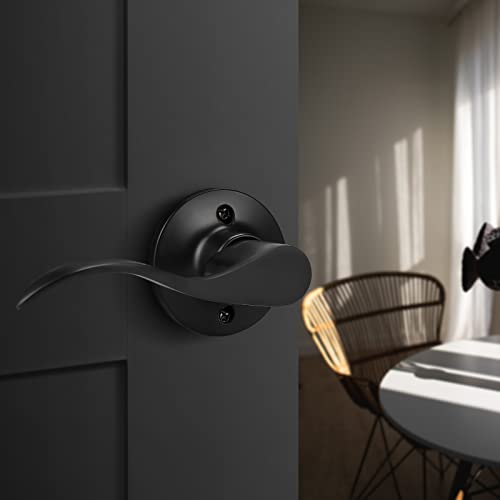 Gobekor 1 Pack Black Left-Handed Door Levers Dummy Lever Door Handle Closet Door Handles For Pantry Non-Turning Lock For Hall Closets #TOP3