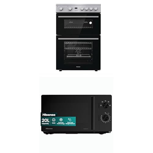 Image of Bundle of Hisense HDE3211BXUK 60cm Electric Cooker with Ceramic Hob - Brushed stainless steel + Hisense 700 Watts 20 Litre Inverter Microwave Oven H20MOBP1HIUK Black, Automatic Defrost, 5 power levels