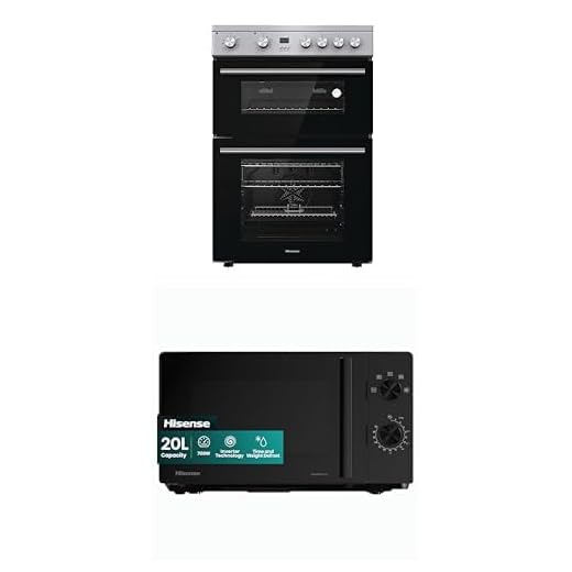 Bundle of Hisense HDE3211BXUK 60cm Electric Cooker with Ceramic Hob - Brushed stainless steel + Hisense 700 Watts 20 Litre Inverter Microwave Oven H20MOBP1HIUK Black, Automatic Defrost, 5 power levels