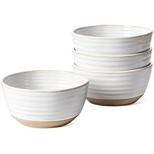 LE TAUCI Cereal Bowls Set of 4, Ceramic Soup Bowl 28 oz, Stoneware Kitchen Bowl for Pho, Chip, Fruit, Salad, Noodle, Ramen, Dishwasher Oven Microwave Safe - 6 Inch, Arctic white
