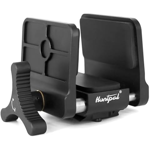 HUNTPAL Gun Rifle Clamp Shooting Tripod Rest with Integrated Arca-Swiss Rail, Durable Aluminum Construction Dual Slant Jaw Closure Clamp Shooting Stick Mount Head with 1/4" and 3/8" Screw Holes Cover