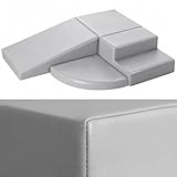 4-Piece PU Leather Baby Foam Climbing Blocks for Toddlers - Soft Play Climbing Toys for Toddlers - Foam Climbing Set for Crawling and Sliding Indoor (Gray)