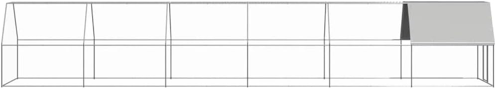 Outdoor Walk-in Chicken Coop Cage Wire Mesh Sidewalls Fence Galvanized Steel Lockable with PE Roof Cover Backyard Garden Pet Run House for Bunny Hen Ducks Goose 6.6' x 32.8' x 6.6'(A)