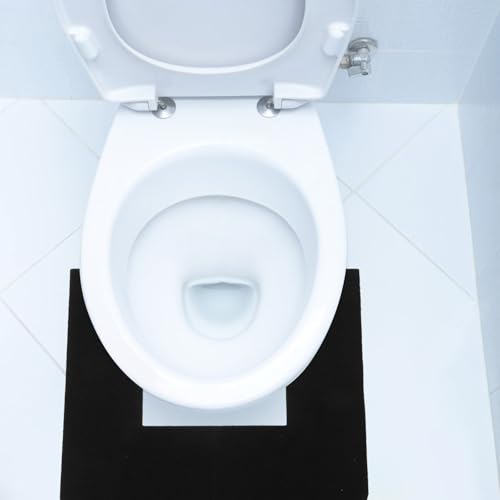 Alfombrilla para inodoro en forma de U lavable color negro de poliester 7