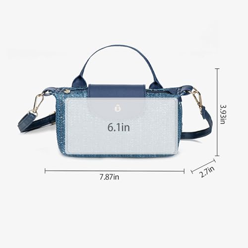 Bolsos bandolera tejidos de paja para mujer – pequeños bolsos estilo bohemio y chic, con correa ajustable miniatura 3