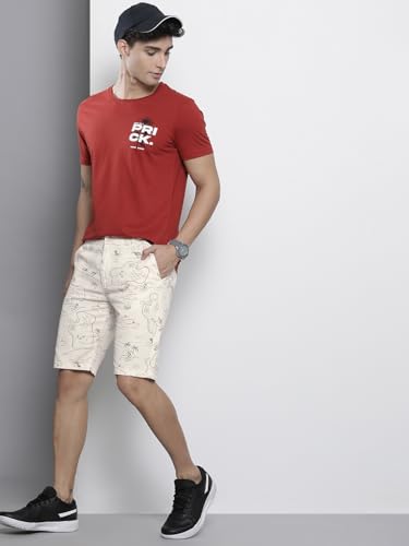 Image of The Indian Garage Co Men Slim Fit Printed Mid-Rise Shorts