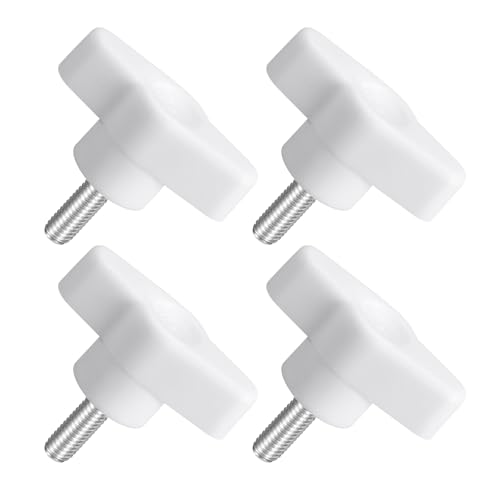 uxcell 4Pcs Tee Wing Knobs Thumb Screws, M5 x 14mm Clamping Screw Knob Male Thread 304 Stainless Steel T Shaped Thumb Screws Handle 36mm Dia. for Hand Tightening Knob Replacement, White