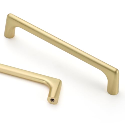 Image of Asidrama 2 Pack 5 Inch(128mm) Brushed Gold Cabinet Pulls Cabinet Handles Cupboard Handles Kitchen Cabinet Hardware for Cupboard Drawer Pulls
