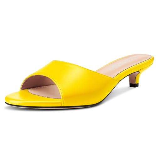 Image of TNYNFBEB Womens Low Kitten Heel Open Toe Sandals Mules Shoes Slingback Prom Party Dress Summer 1.4 Inches Heels