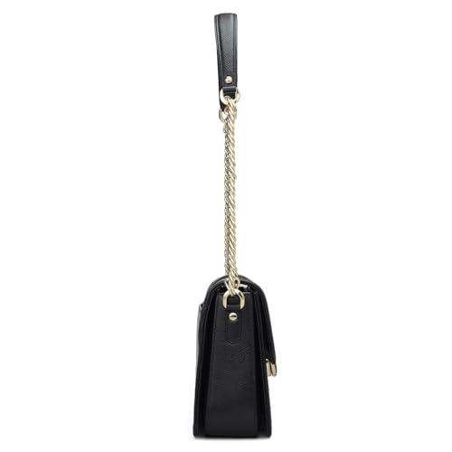 Image of Da Milano Leather Shoulder Handbag for Women - Black