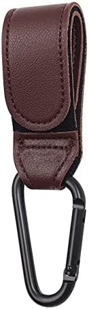 YHBLSQT Baby Bag Clips PU Leather Baby Stroller Hook Pram Hanging Clip Rotatable Cart Organizer Pram Hook Multifunction Baby Stroller Hanger Accessories,Dark Brown