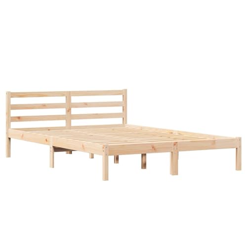 ATOMSTACK MAKER Cama de Madera Maciza de Pino, Con Cabecero y Somier Integrado, Diseño Moderno Minimalista para Dormitorio, Color Marrón, 215,5 x 165,5 x 69,5 cm, Soporte Hasta 200 kg