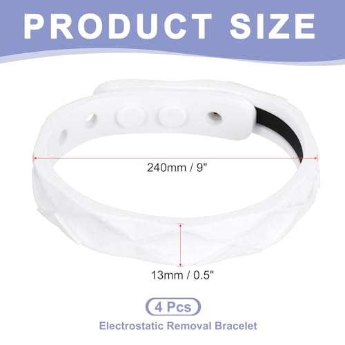 Image of MECCANIXITY Anti Static Bracelet, 0.5 inchX9 inch Adjustable Anti Static Wristband Silicone Balance Energy Sport Bracelets for Eliminate Static, White 4Pack