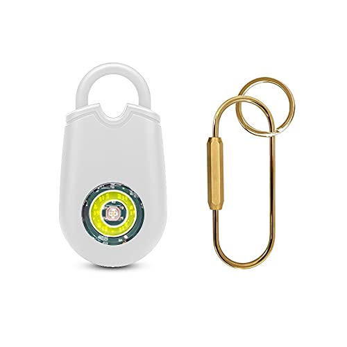 Personal Safety Alarm Keychain for Women, Aulumu 130dB Self Defense Alarm with SOS Flashlight, Emergency Personal Alarm, Scream Safe Alarm Key Chain for Women Girls Kids Elders(White)