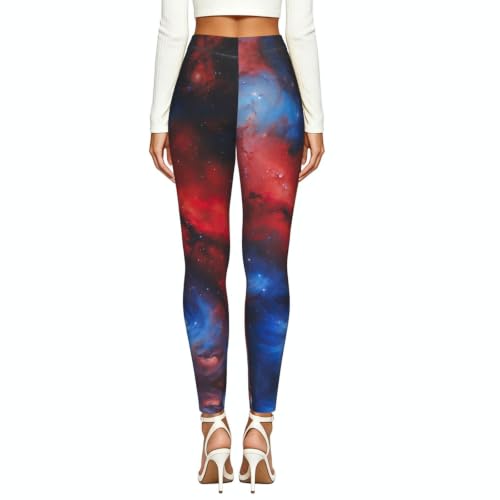 Leggings de compresión galaxia roja y azul ideales para running y yoga 3