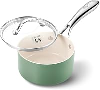 KOCH SYSTEME CS 16cm Nonstick Saucepan with Lid, Small Pot with Ceramic Coating, Sauce Pot, Kitchen Cooking Pot, Induction Compatible, Oven & Dishwasher Safe, Non Toxic, Green