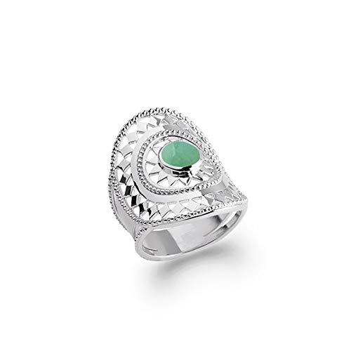 Bague Large Argent 925 Aventurine Verte Pierre Naturelle Femme avec Écrin